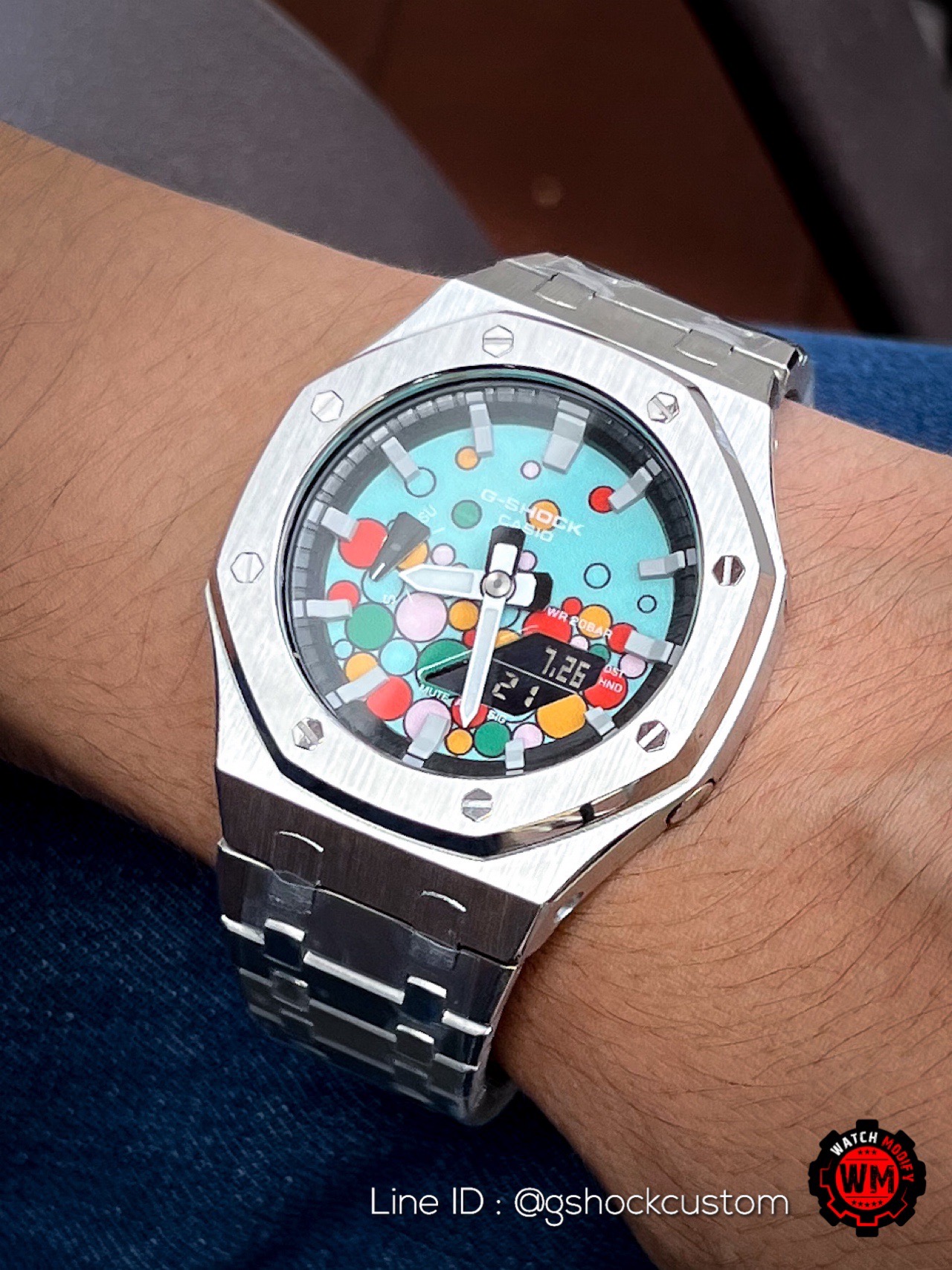 G-Shock Casioak Candy Pop Dial Silver Steel Strap