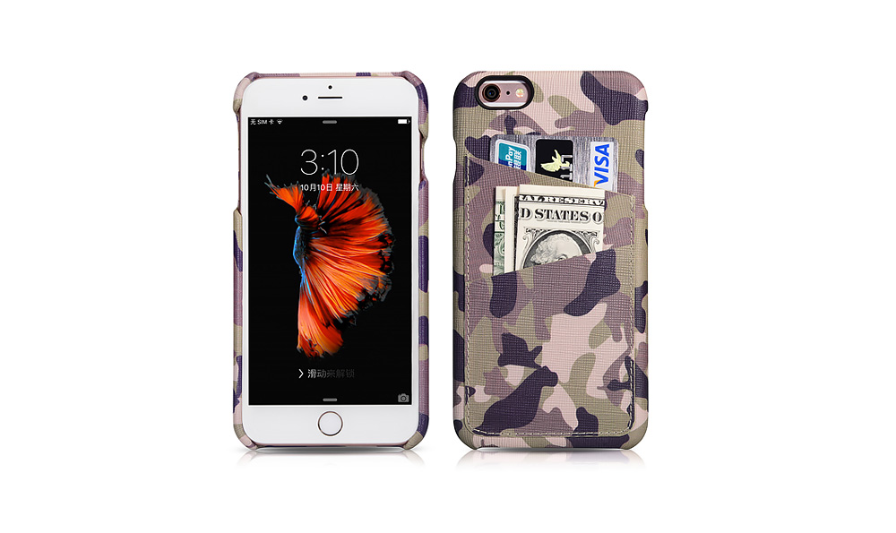 เคสหนัง iPhone 6/6S แบรนด์ iCarer รุ่น Camouflage 623 มีช่องใส่นามบัตร 2 ช่อง ทำจาก หนังวัว (Genuine leather)