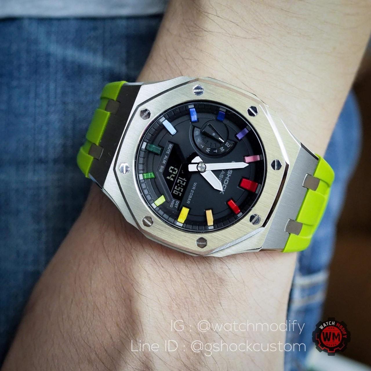 G-Shock AP Rainbow Rubber Stainless Ga-2100 สีเขียวแลมโบ