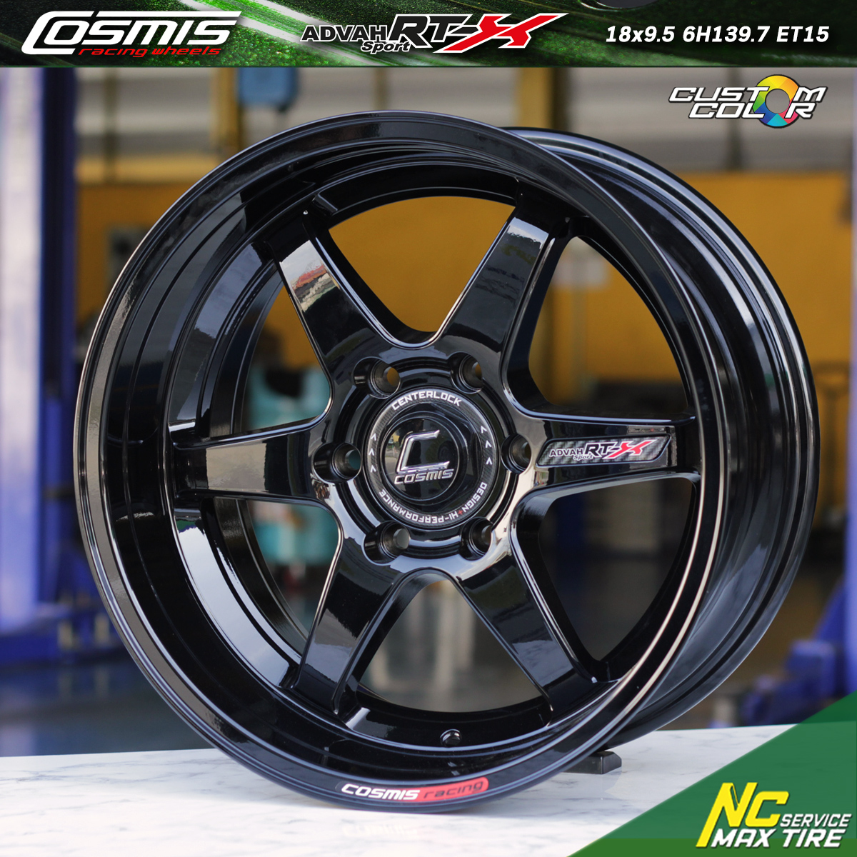 ล้อแม็กขอบ18 / Cosmis RT-X / Crystal Deep Black / 18x9.5 6H139.7 ET15 / สำหรับรถกระบะ