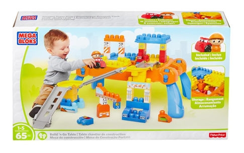พร้อมส่ง Mega Bloks First Builders 65 piece Build N Go Table ตัวต่อชุดโต๊ะก่อสร้าง 65 ชิ้น ส่งฟรี ems