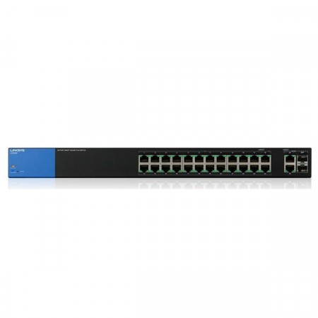 Linksys LGS326P Switch PoE 24-Port Gigabit Smart Management 2-Port SFP/RJ45 Combo, Total Budget 192W, Spanning Tree/Link Aggregation/VLAN