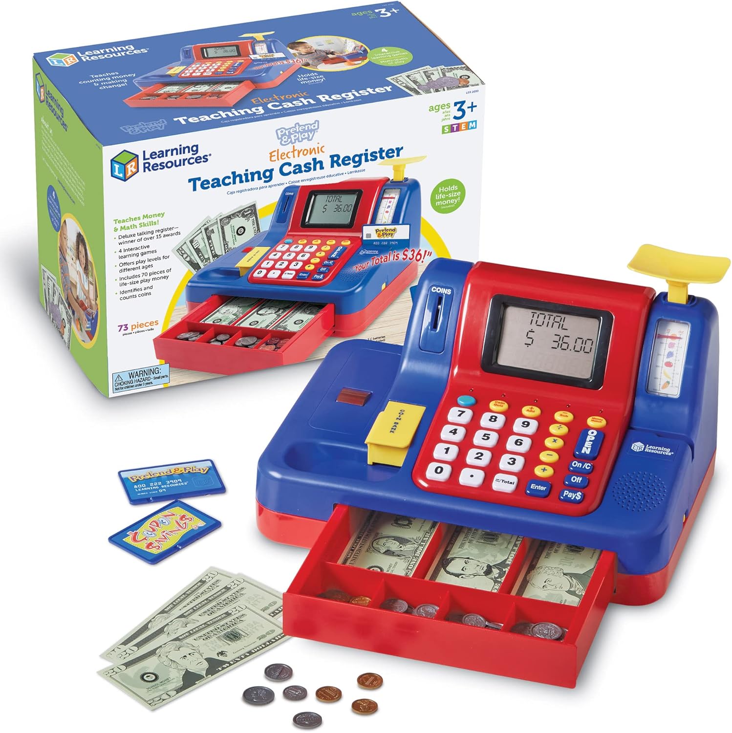 Learning Resources Pretend & Play Teaching Cash Register เครื่องคิดเงินเด็กเล่น