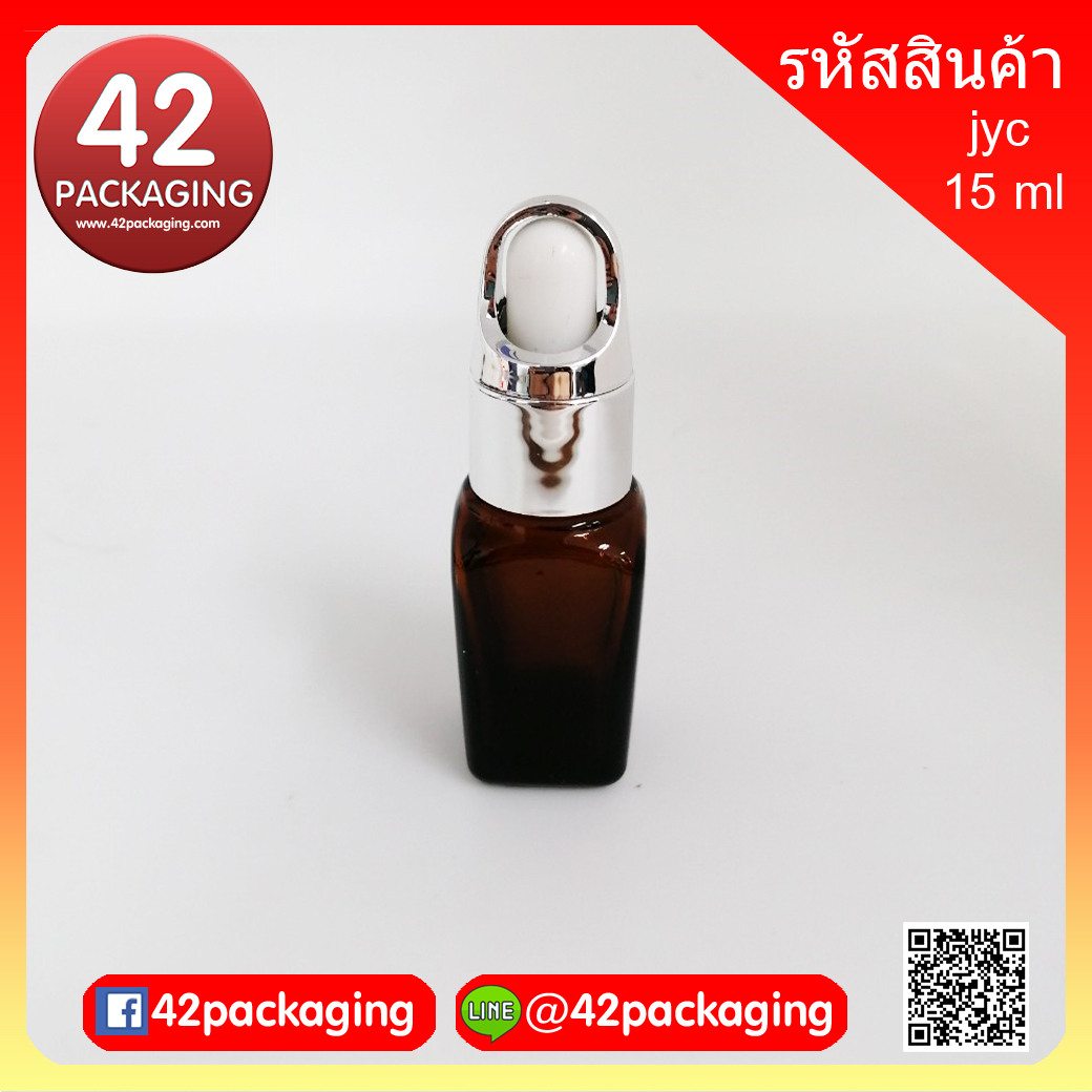 jyc-15ml ทรงเหลี่ยมชาใส ขวดแก้วอโรมาสีชาใส 15 มล. (ทรงเหลี่ยม) #ใส่ได้จริง10ml# (1434+2855)