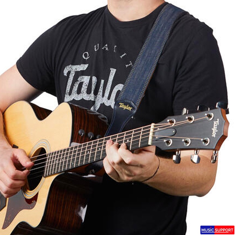 Taylor Blue Denim 2" Guitar Strap - Gold Logo