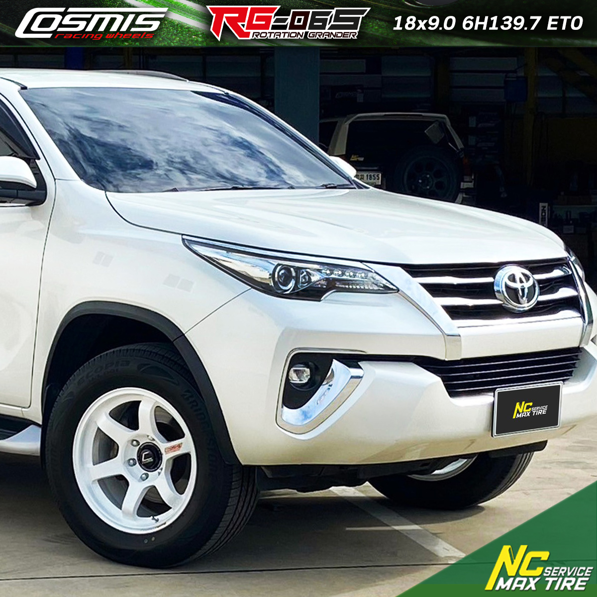 NCชลรีวิว.EP269 TOYOTA FORTUNER COSMIS : RG-06S 18x9.0 6H139.7 ET0 ล้อแม็กสีขาวทั้งวง