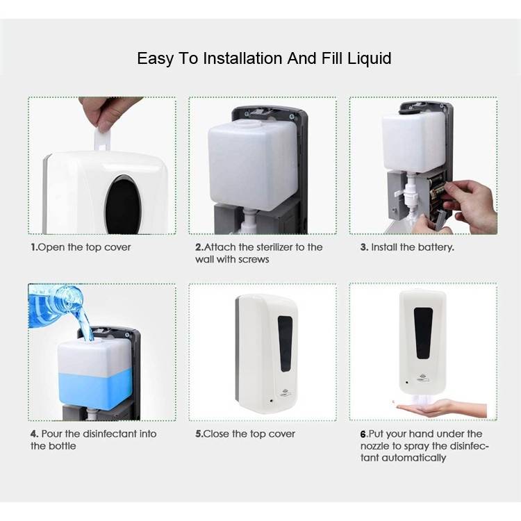 เครื่องจ่ายแอลกอฮอล์อัตโนมัติ ขนาด 1,000 มิลลิลิตร รุ่น VIP เลือกหัวสเปรย์, หัวเจล หรือหัวโฟม ได้ ใส่ถ่านได้ รับประกันศูนย์ไทย 3 เดือน