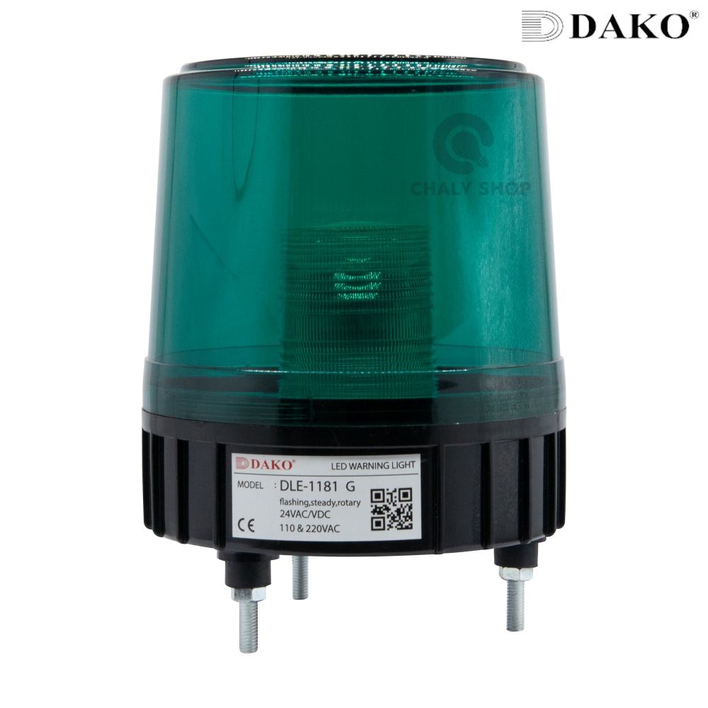 DAKO® DLE-2102-GREEN ไฟหมุน LED 3.5 นิ้ว / สีเขียว ( ไม่มีเสียง ) 24VAC/VDC,110-220VAC, 220VAC ไฟหมุน ไฟเตือน ไฟฉุกเฉิน
