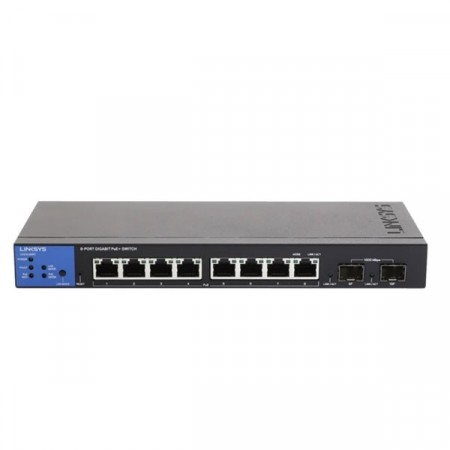 Linksys LGS310MPC 8-Port Managed Gigabit PoE+ (802.3af/at PoE+ Total 110W), Desktop Switch with 2-1G SFP