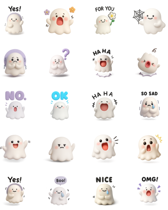 ขายสติกเกอร์ไลน์ ฮาโลวีนกับผีน้อยน่ารัก