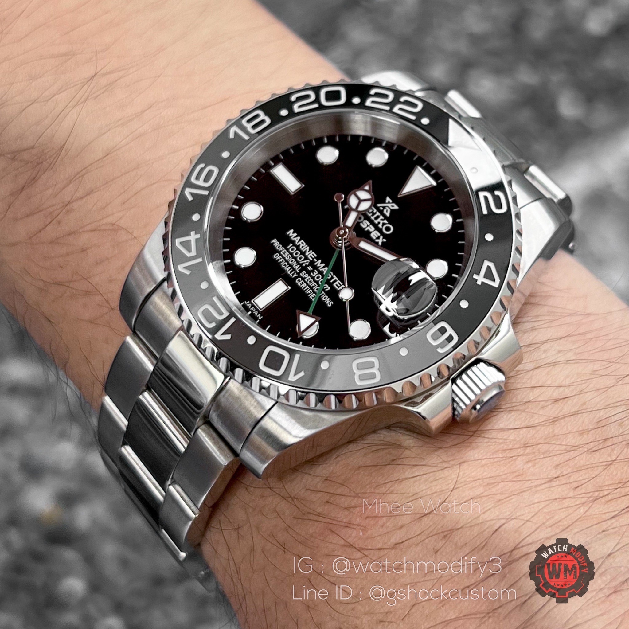 SeikoMod New Arrivals Bruce Wayne GMT Movement Oyster Strap Grey&Black