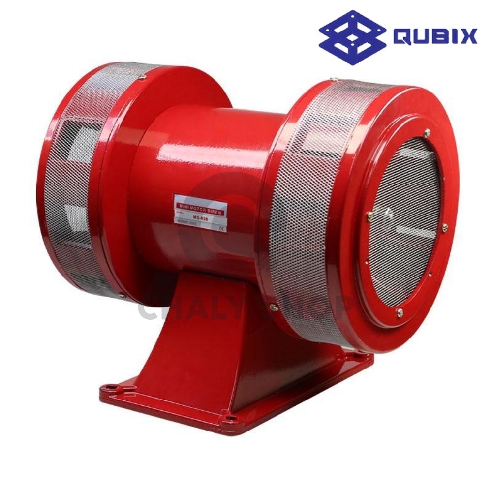 QUBIX MS-790 220V มอเตอร์ไซเรน 2 หัว (Motor Siren) IP44 180dB 220V 500W วัสดุอลูมิเนียมและเหล็ก สีแดง