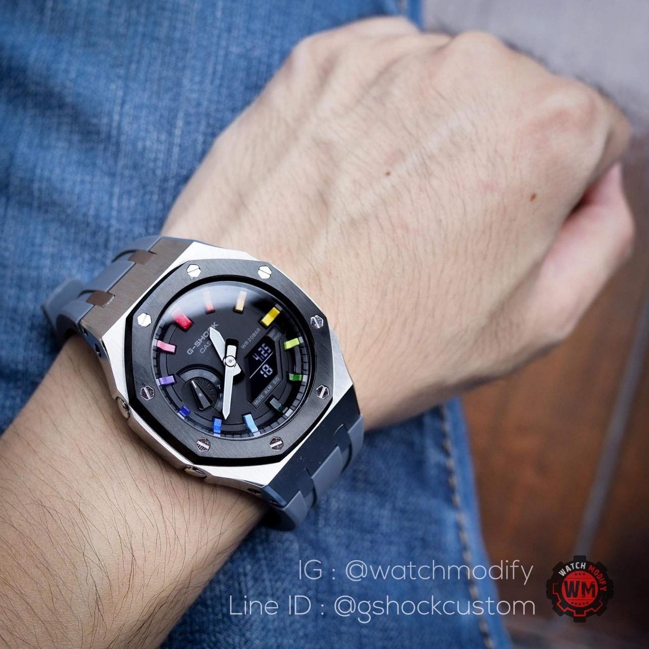 Gshock Casioak AP Rubber Stainless GEN3 Rainbow Rubber Grey Color