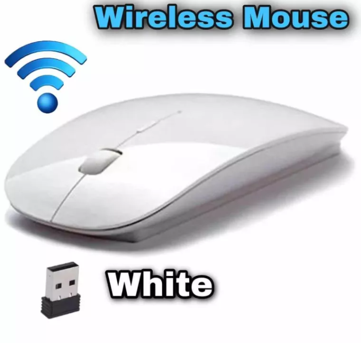 เมาส์ไร้สาย Wireless Mouse ใช้ถ่าน AA เชื่อมต่อกับคอมพิวเตอร์และโน๊ตบุ๊ค สีขาว