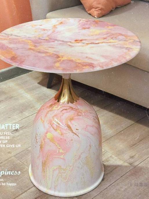 CT217D114 ZEITAKU โต๊ะกลมหินอ่อน โต๊ะกลมเล็ก มุมแขกสุดหรูน้ำหนักเบา Sofa side table Bedside table