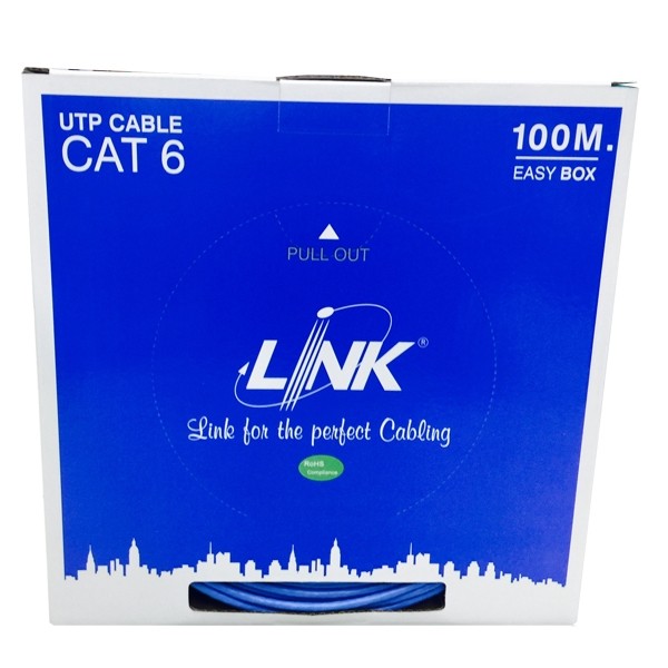 US-9106A-1 ราคาสายแลนภายใน CAT6 สีฟ้า 100 เมตร CAT6 UTP (250 MHZ) w/Cross Filler, 24 AWG, CM Blue 100 M.*/ EASY BOX