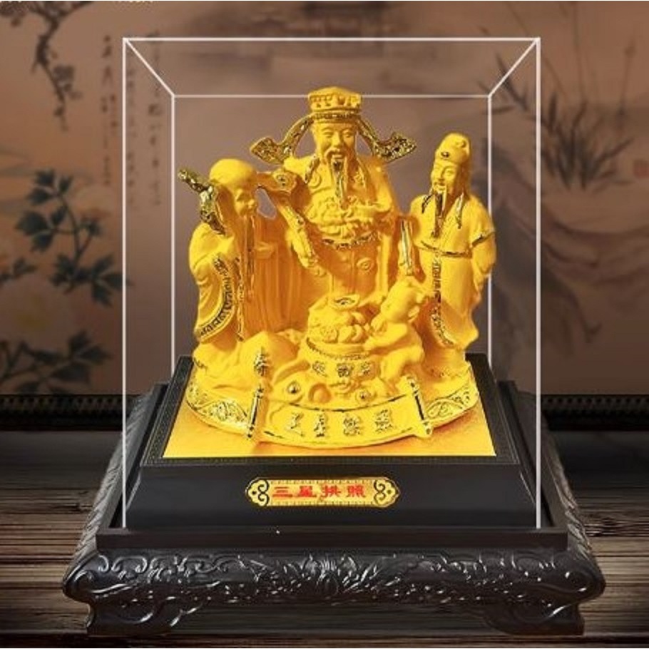 CT232B181 HAOYUN เทพฮกลกซิ่ว สีทอง มงคล ของขวัญเลื่อนตำแหน่ง ของขวัญขึ้นบ้านใหม่ ขนเงินขนทอง รับทรัพย์