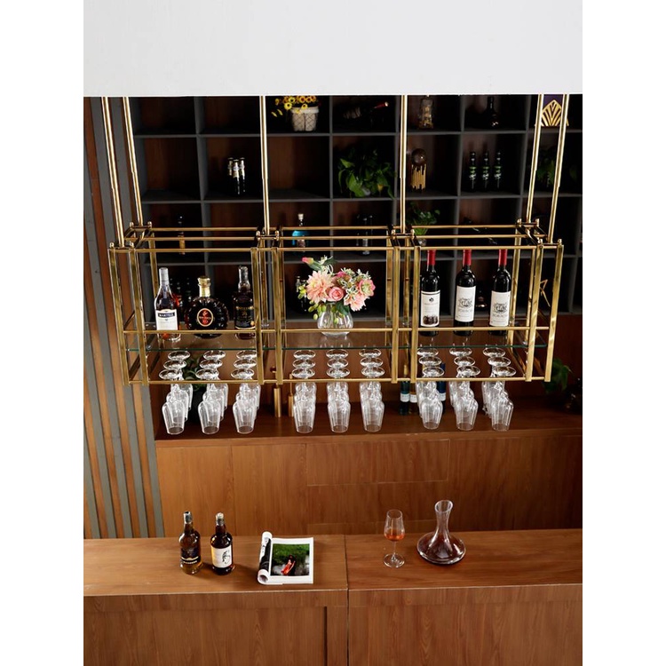 CT092D064 MIRIKITEKI บาร์แขวนแก้วไวน์ ชั้นแขวนแก้วไวน์หรู สไตล์Modern Luxury บาร์แขวนแก้ว ของแต่งบ้าน