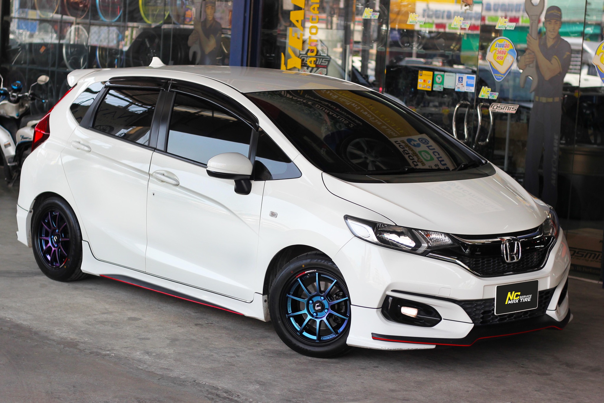 Honda Jazz / ล้อแม็กขอบ15 / Cosmis / RWS-10 / 15x7.0 4H100 ET35 / ล้อแม็กสีน้ำเงินเฉดพาวเวอร์+ขอบดำ+เพลท / Custom Color / ล้อแม็กสวยๆ / NC