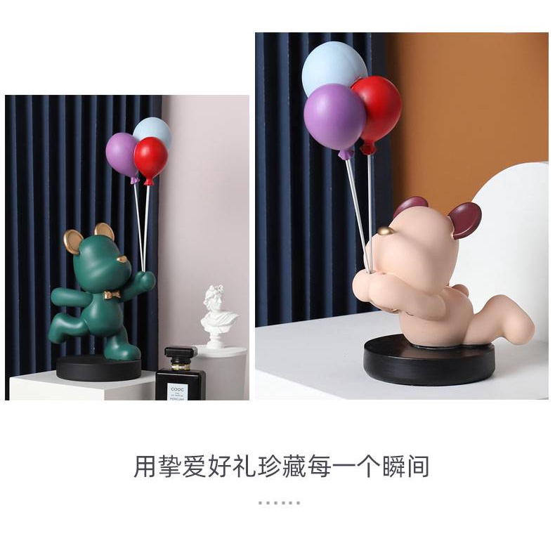 CT076B072 FAMITOSS โมเดลหมี หมีถือลูกโป่ง หมี ของแต่งบ้าน หมีแต่งบ้าน หมีแต่งห้อง