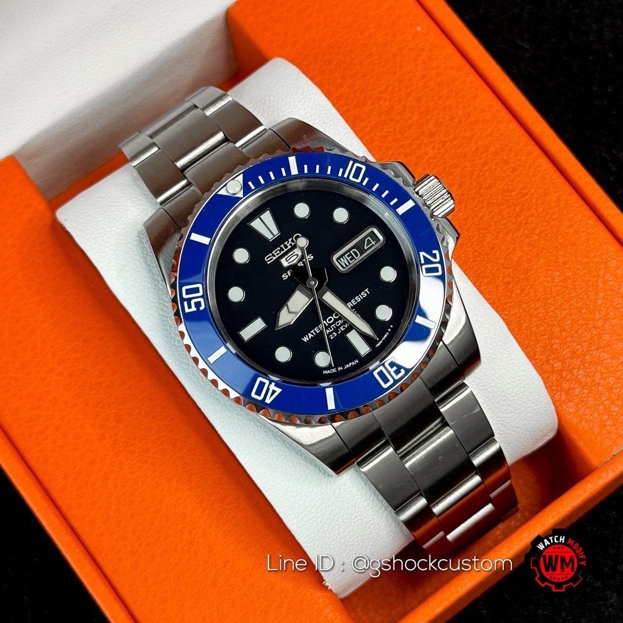 SeikoMod 5Sport Submariner Blue Dial Oyster Strap From SNZF17 Series