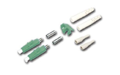 UF-0002DSM/APC LC/APC Duplex Singlemode, Green, Zirconia Fiber Optic Connector, Beige Boot 0.9 mm, 3.0 mm diameter Cable