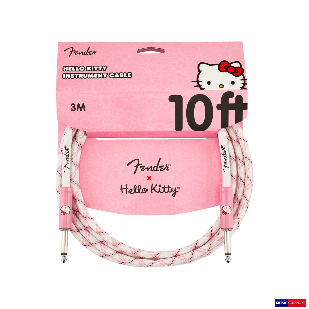 สายสัญญาณ สายเคเบิล Fender x Hello Kitty White/Pink Woven Cable 10 ft