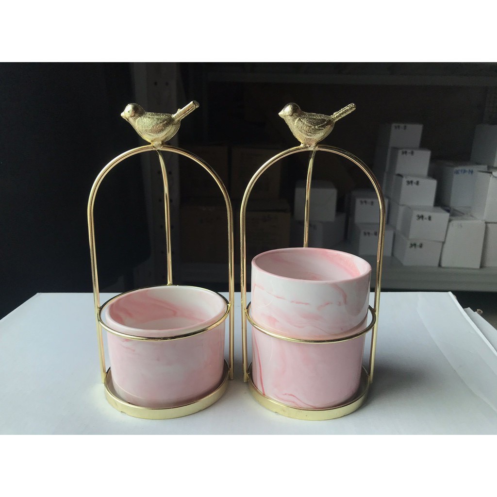 TS061D028 DECHOME กระถางเซรามิก กระถางแขวน กระปุกเซรามิค กระปุกเซรามิคราวนก กระถางต้นไม้