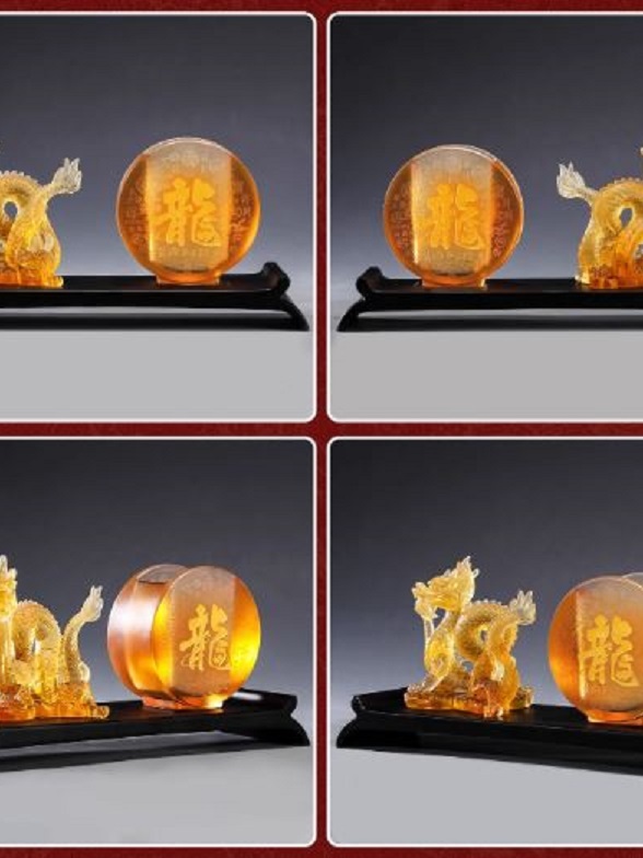 CT202B137 HAOYUN Dragon Lucky มังกรทอง ของขวัญ Gifts ที่ใส่ปากกา Pen Holder Ornaments
