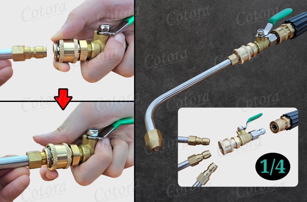 หัวฉีดน้ำล้างแอร์ สวมเร็ว สายไฮดรอลิค ต่อปั๊มฉีดน้ำ (ฟรี เทปพันเกลียว)