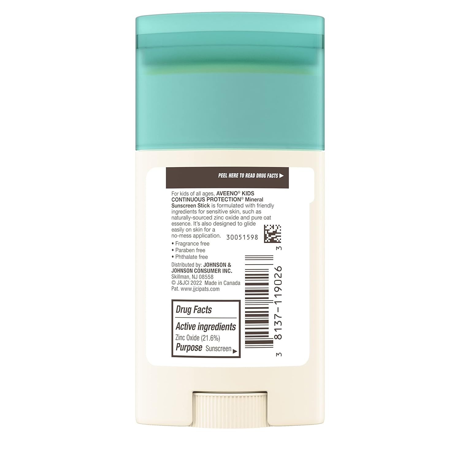 Aveeno Kids Continuous Protection Sunscreen Stick for Sensitive Skin SPF 50 กันแดดแบบแท่งสำหรับผิวแพ้ง่าย