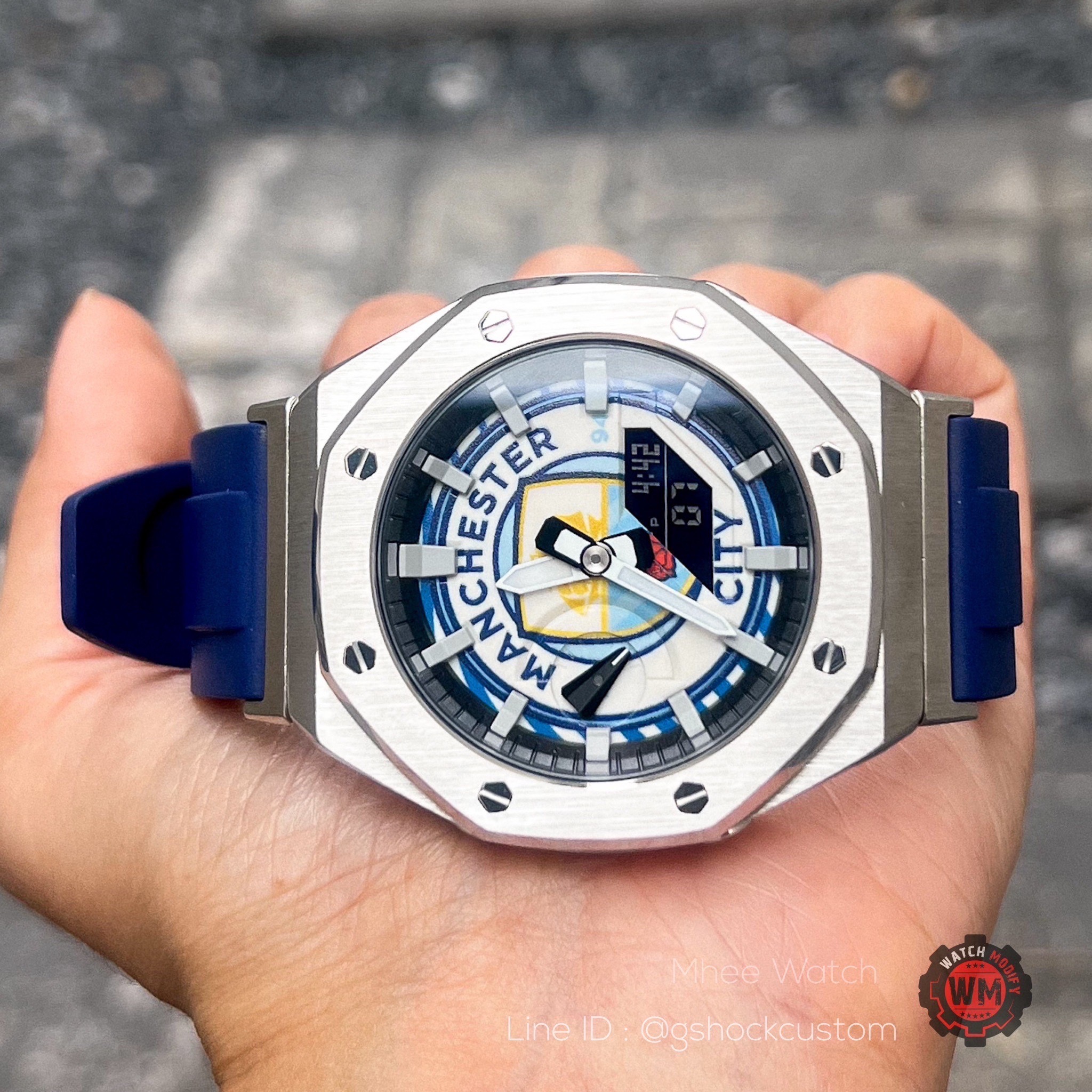 G-Shock Customized Ga-2100 Manchester City FC Stainless Rubber Strap