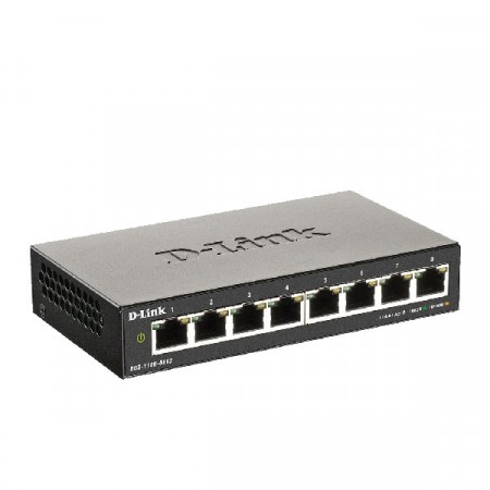 D-Link DGS-1100-08V2 8-Port L2 Gigabit Smart Managed Switch, Desktop Switch Metal Case