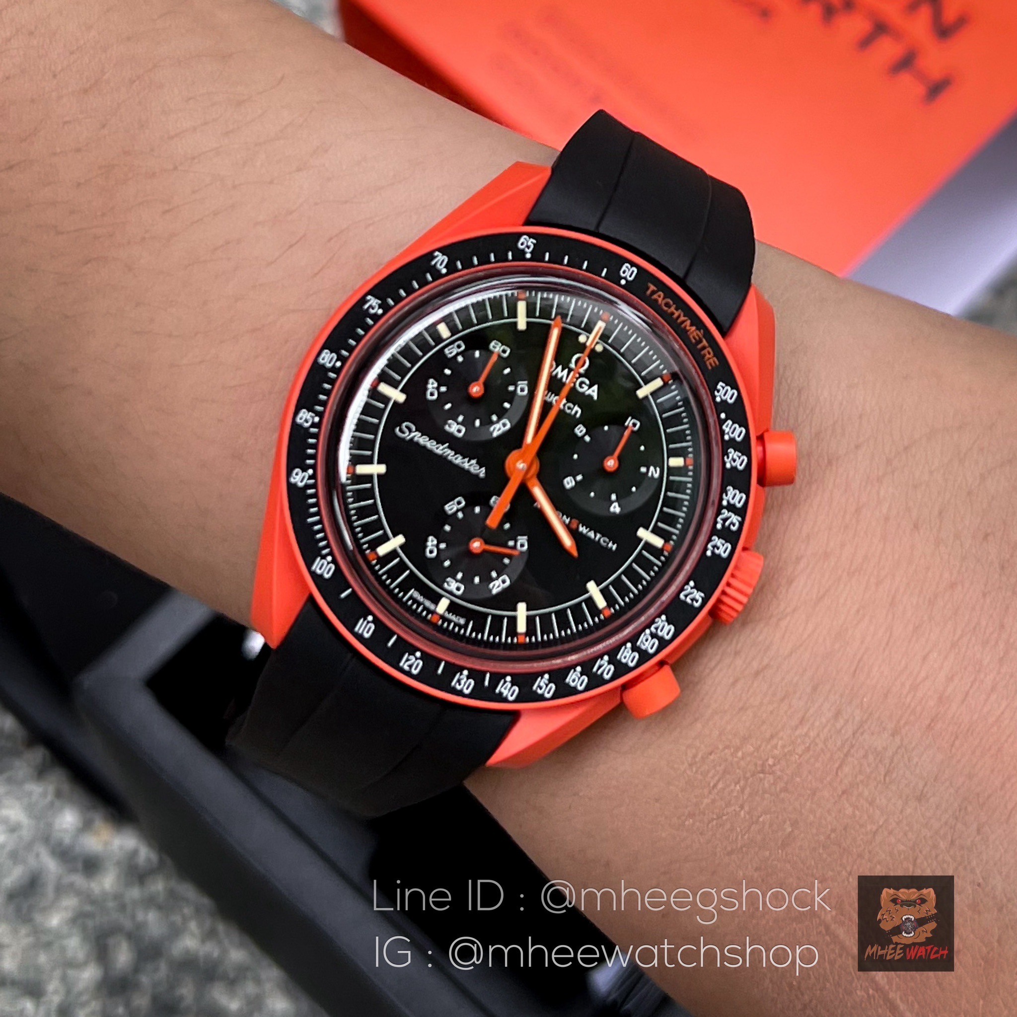 Swatch X Omega New Collection Mission On Earth Swiss Made Free Premium Orange Lava & Rubber Straps
