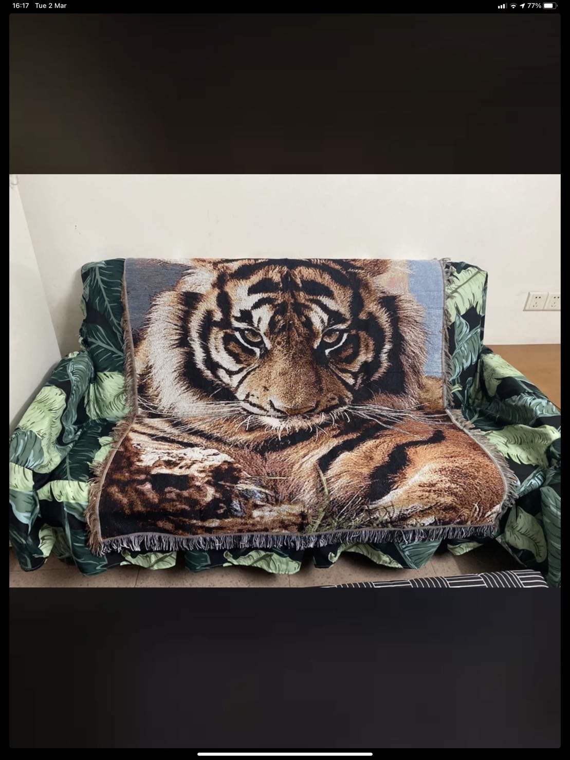 CT033F003 UTSUKUSHI ผ้าคลุมโซฟา ผ้าคลุมโต๊ะ ลายเสือ ผ้าคลุมเตียง ตกแต่งห้อง sofa cover chair cover bed cover