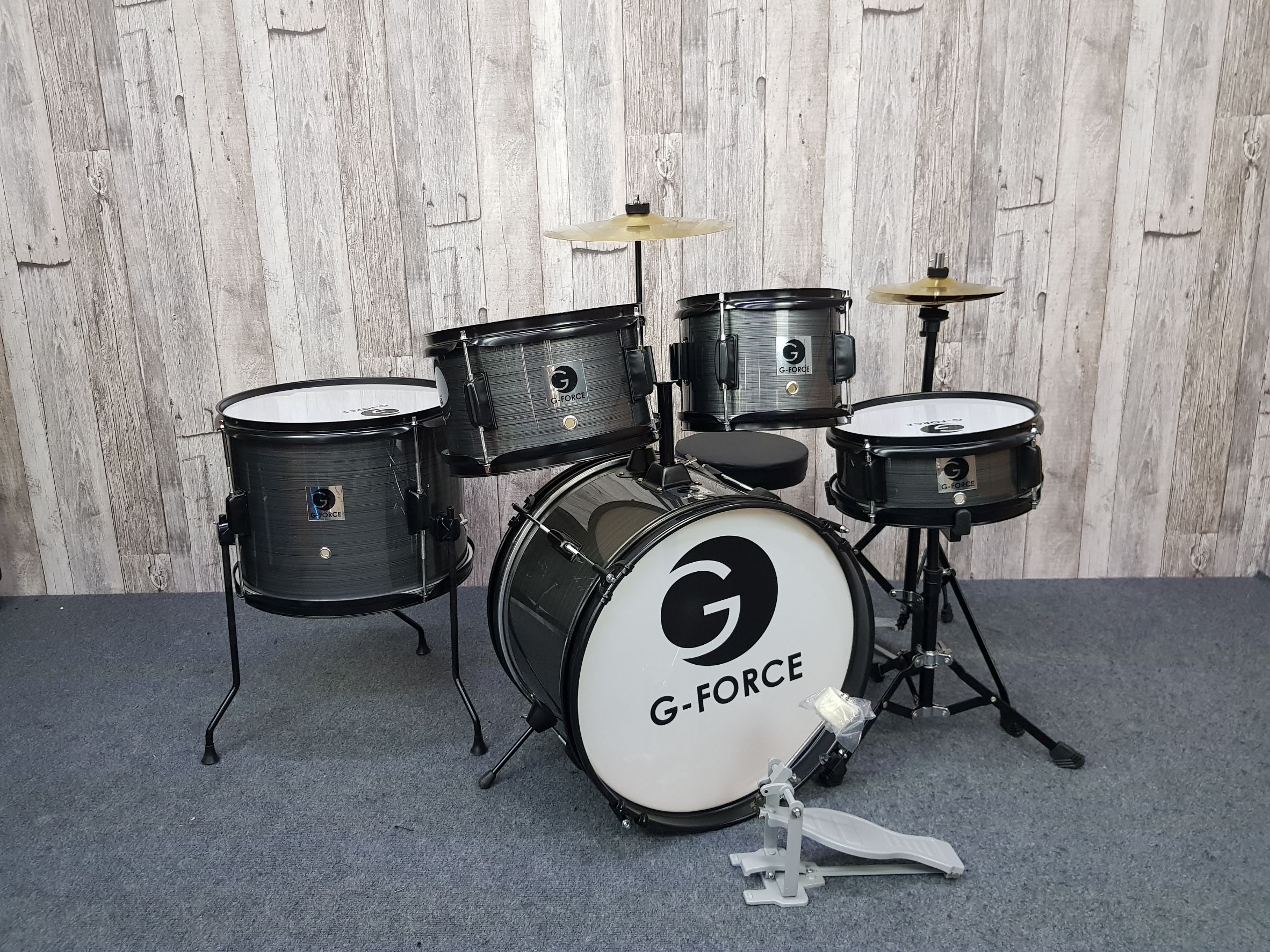 G-Force กลองชุดเด็ก 5 ใบ ขอบดำ สีดำ GGF-KT2105A(TBK)