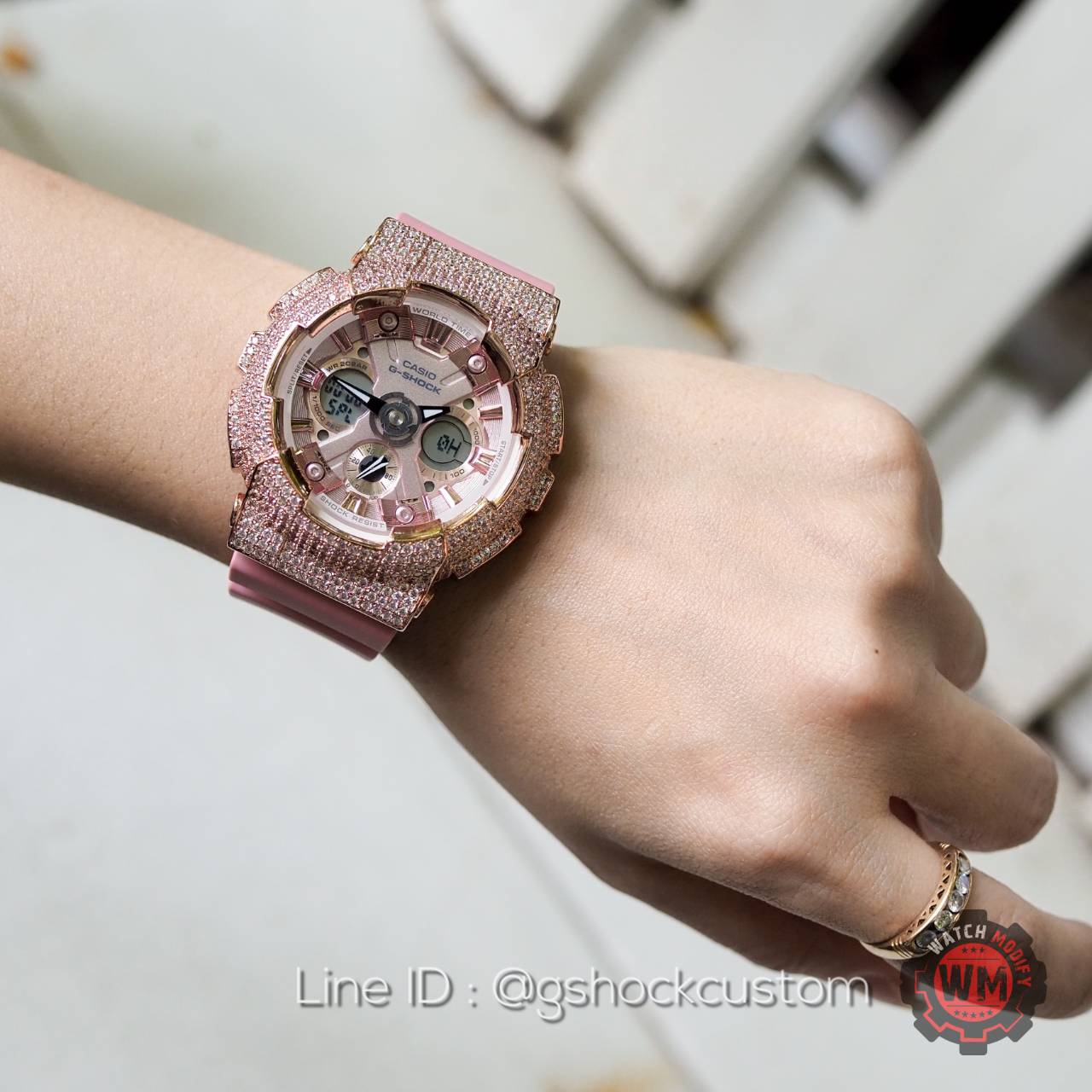 G-Shock mini พีช กรอบเพชร BlingBling