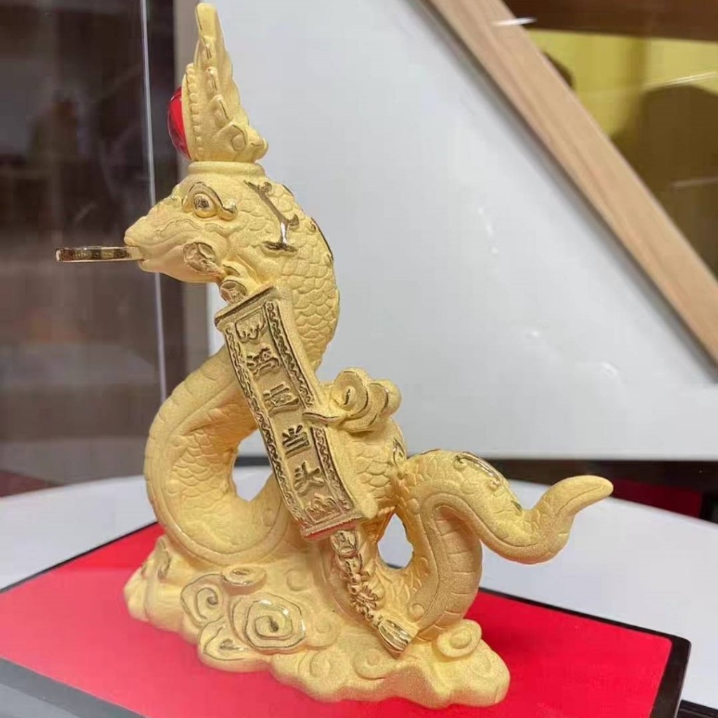 CT224B161 HAOYUN รูปปั้นงูมงคล งูทอง ปีมะเส็ง Snake ของมงคล ของขวัญเลื่อนตำแหน่ง ของขวัญขึ้นบ้านใหม่