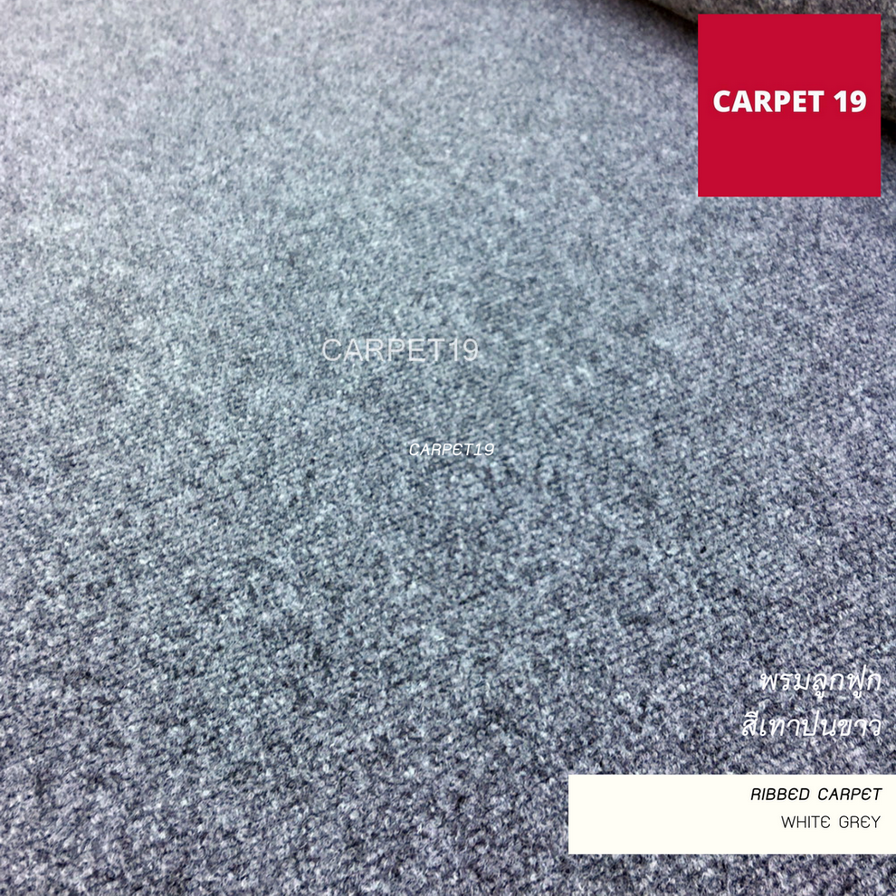 ราคายกม้วน!! CARPET19 พรมลูกฟูก สีเทาปนขาว กว้าง 2 เมตร ยาว 25 เมตร หนา 4.5-5.0 มม.