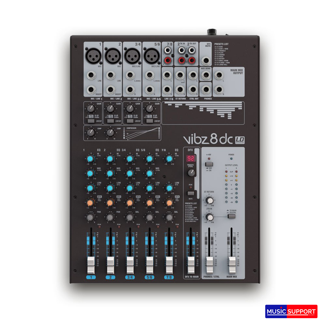 LD Systems VIBZ8DC 8 Channel Mixing Console with DFX and Compressor