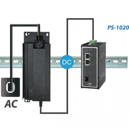 Link PS-1020 Industrial PoE+ Switch, 2-Port 10/100/1000Base-T PoE/PoE+ and 1-Port Gigabit SFP