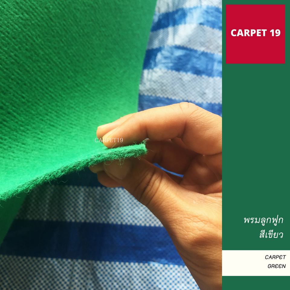 ราคาต่อเมตร>> CARPET19 พรมลูกฟูก สีเขียว กว้าง 1.5 เมตร หนา 4.5-5 มม.