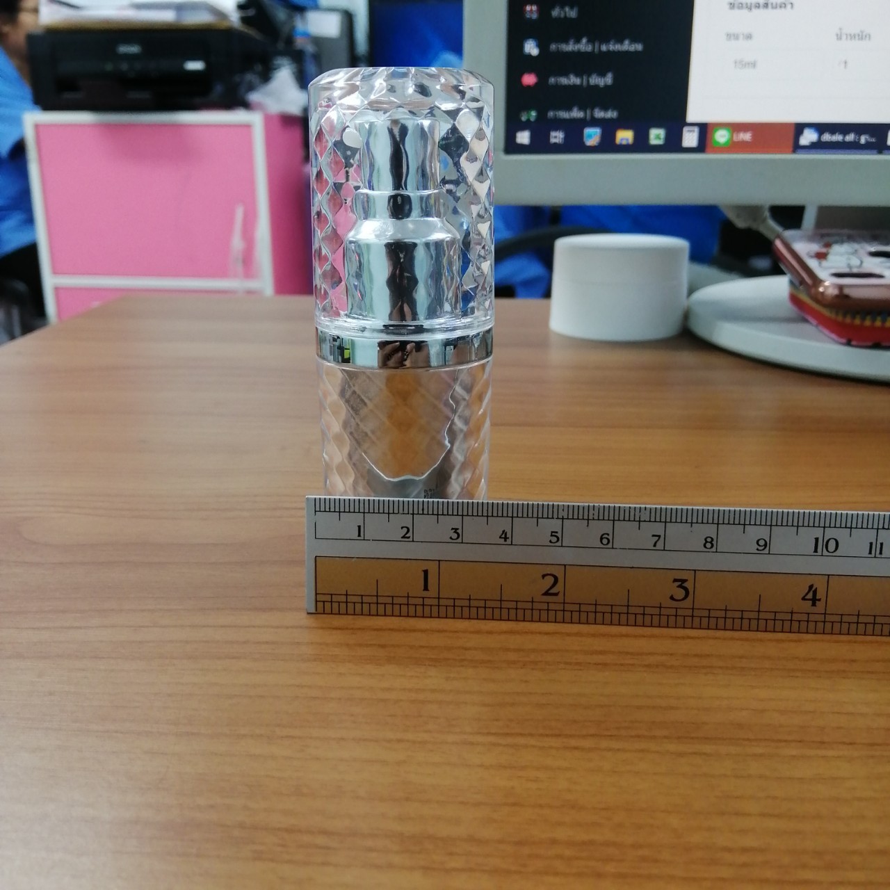 ขวดอะคริลิค ขนาด15ml สูง10.2cm กว้าง3.5cm สีเงิน ขวดปั้มเจล ขวดปั้มเซรั่ม ขวดเปล่า พร้อมส่ง