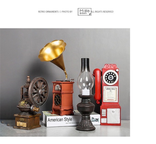 C1009B007 FAMITOSS ของตกแต่งบ้านวินเทจ เรโทร โบราณ RETRO DECORATION ของแต่งห้อง ของตั้งโชว์ ของขวัญ นาฬิกา กระปุกออมสิน