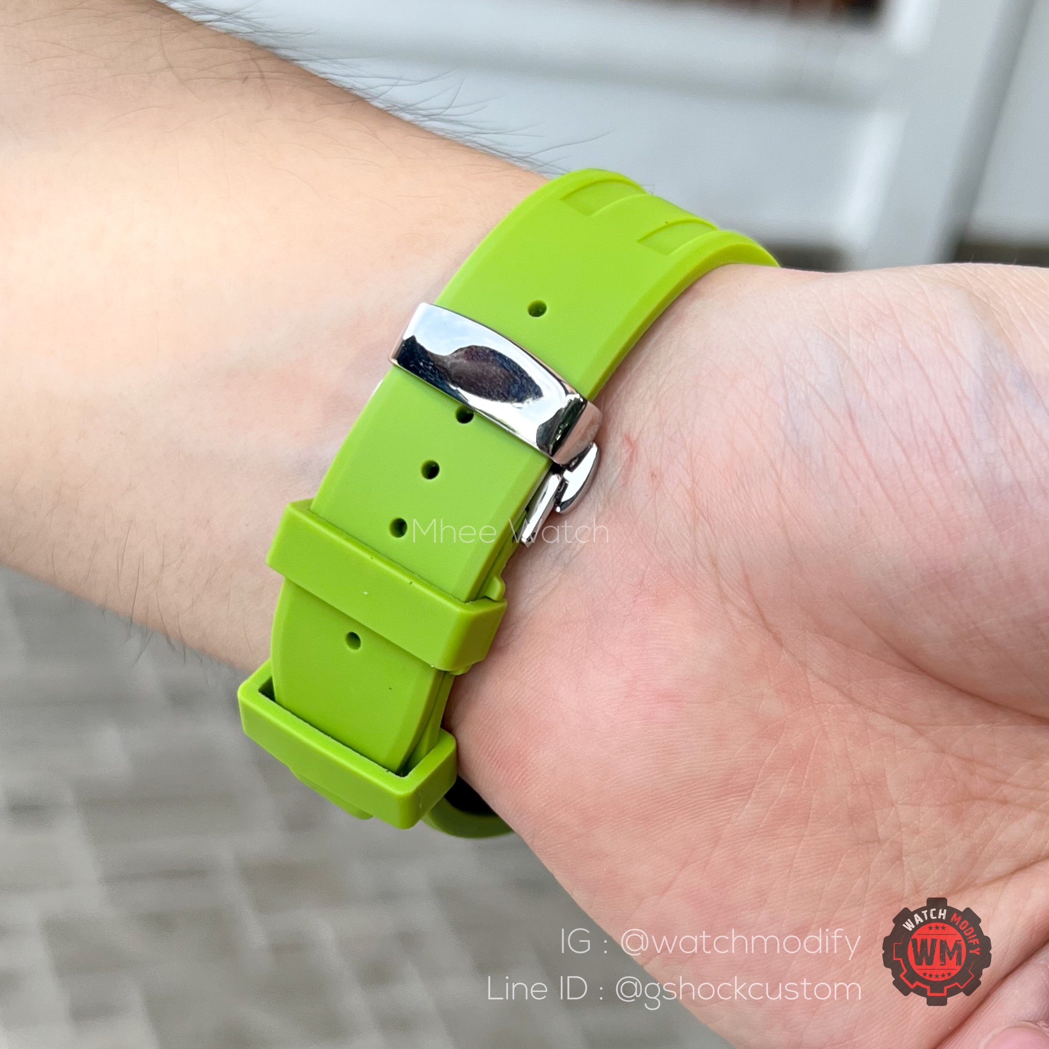 G-Shock Casioak AP Silver Case with Light Green Lambo Rubber Strap