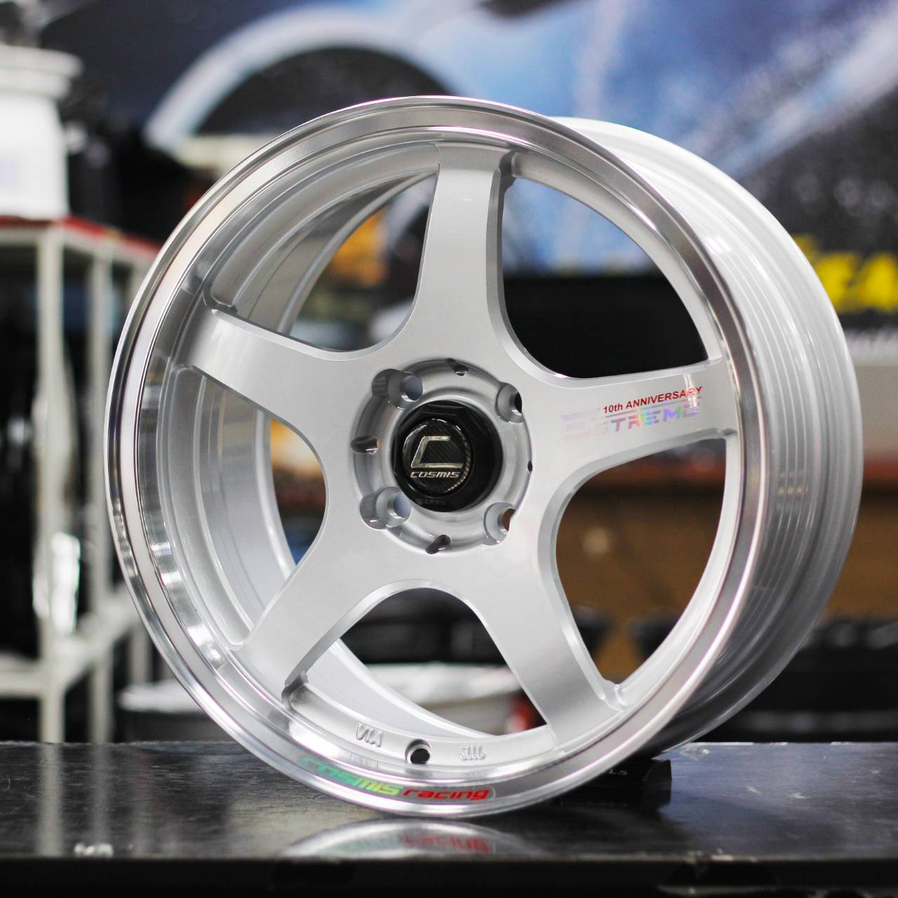 ล้อแม็กขอบ15 / Cosmis / Estremo / 10TH Anniversary / ล้อแม็กสีซิลเวอร์ขอบเงา / 15x7.0 4H100 ET35 / Extend Tech / CityCar / EcoCar