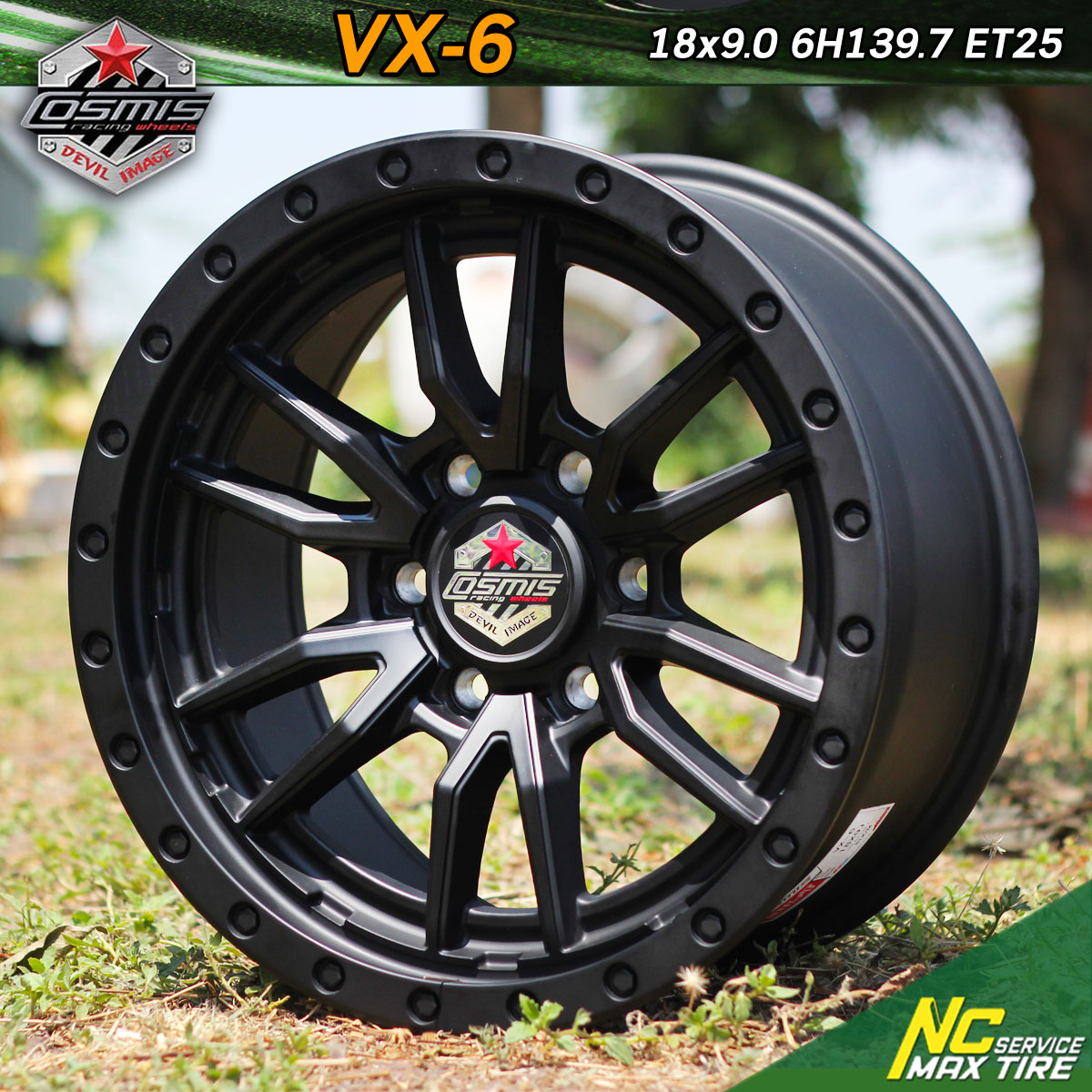 ล้อแม็กสวยๆ / ล้อแม็กออฟโรด / ล้อแม็กขอบ18 / Cosmis / DEVIL / VX-6 / OffRaod / 18x9.0 6H139.7 ET25 / ล้อแม็กสีดำด้านทั้งวง / NC