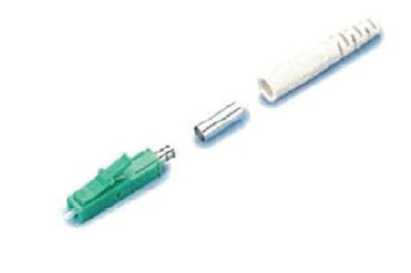 UF-0002SM/APC LC/APC Simplex, Singlemode, Green, Zirconia Fiber Optic Connector, Beige Boot 0.9 mm, 3.0 mm diameter Cable