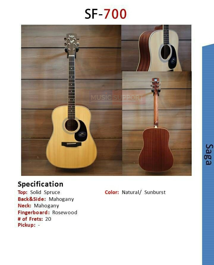 Saga SF700 Acoustic Guitar กีตาร์โปร่ง
