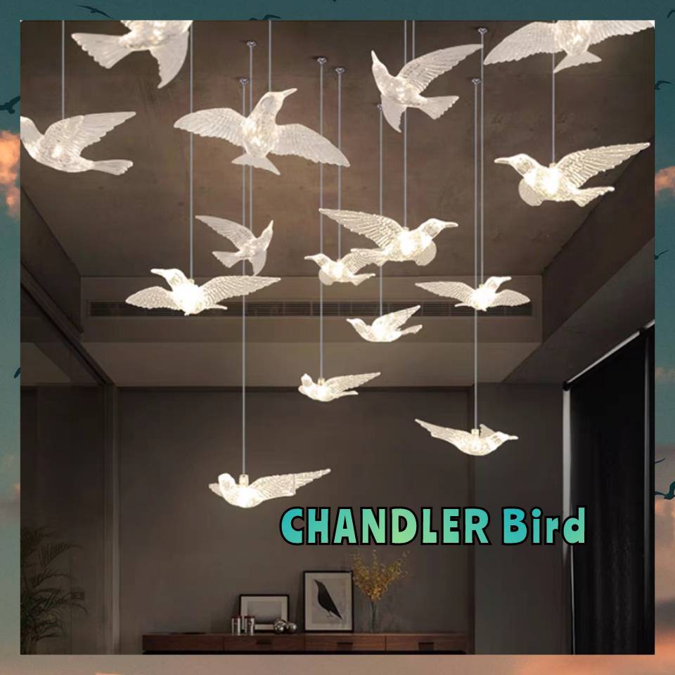CT195A175 SOTMIA โคมระย้านก โคมไฟระย้าโถงบรรได Chandelier แชนเดอเรียยาว